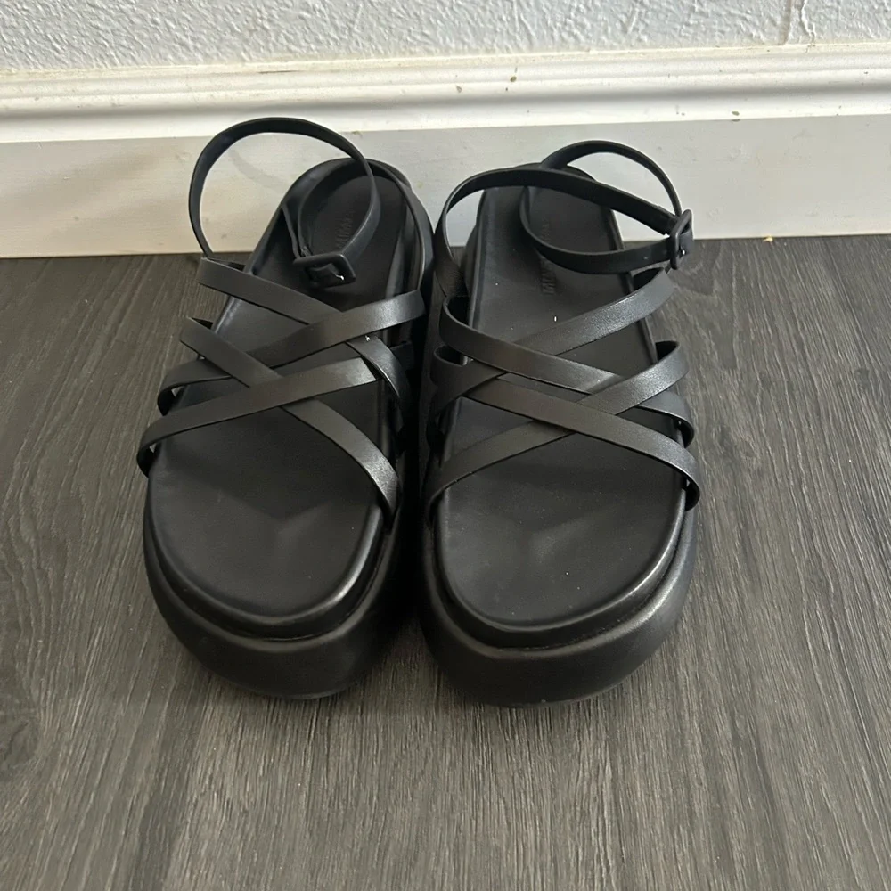 Jonathan Simkhai Black Platform Strappy Sandals Size 40